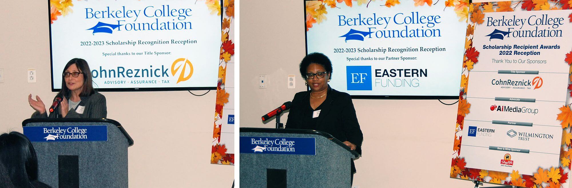 Ellen Zitis, Executive Director, Berkeley College Foundation (left), and Donna M. Boles, Chair, Berkeley College Foundation Board of Directors (right)