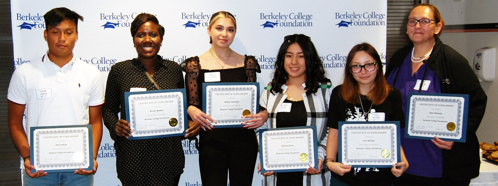 Berkeley College Foundation Scholarship Reception group of awarded students