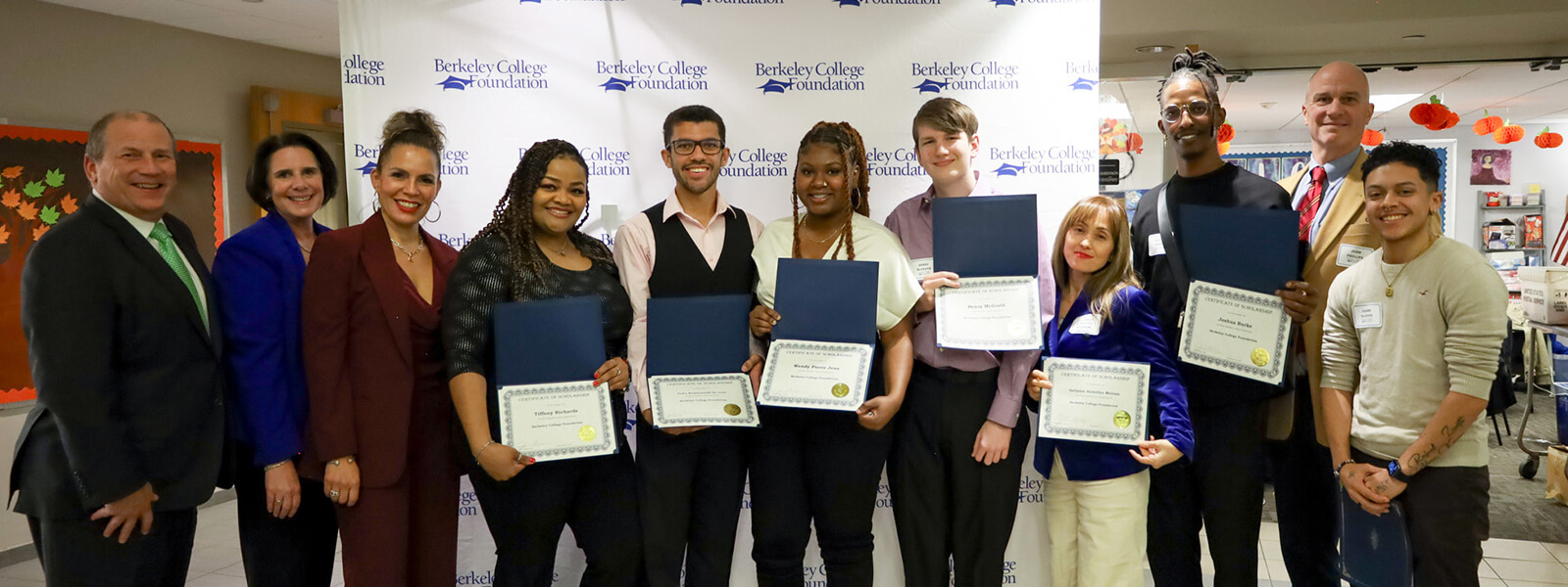 Berkeley College Foundation Scholarship Reception group of awarded students